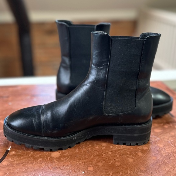 STUART WEITZMAN Mckenzee Leather Chelsea Boots in Black Chunky 90s Y2K Booties - Picture 12 of 15